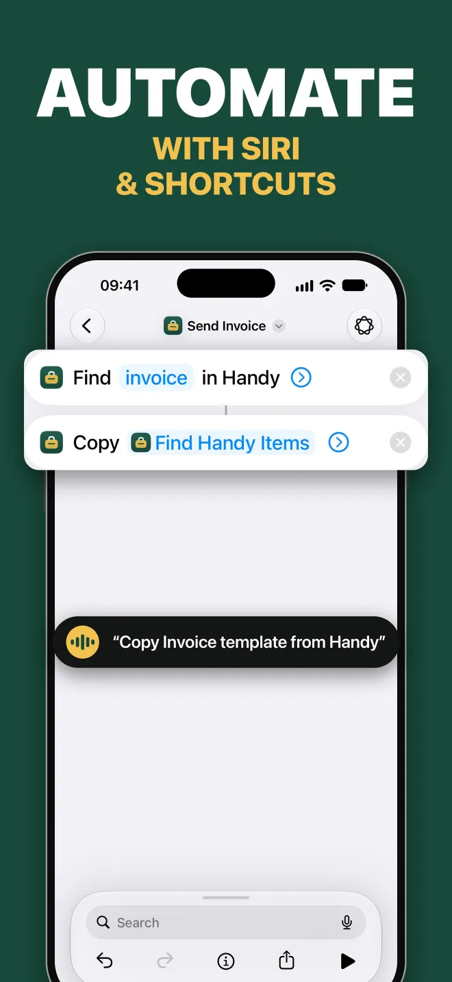 Automate with Siri and Shortcuts: a shortcut that finds and copies a Handy item.